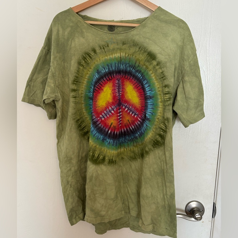 The Mountain Sage Green Cotton Tee Off The Shoulder